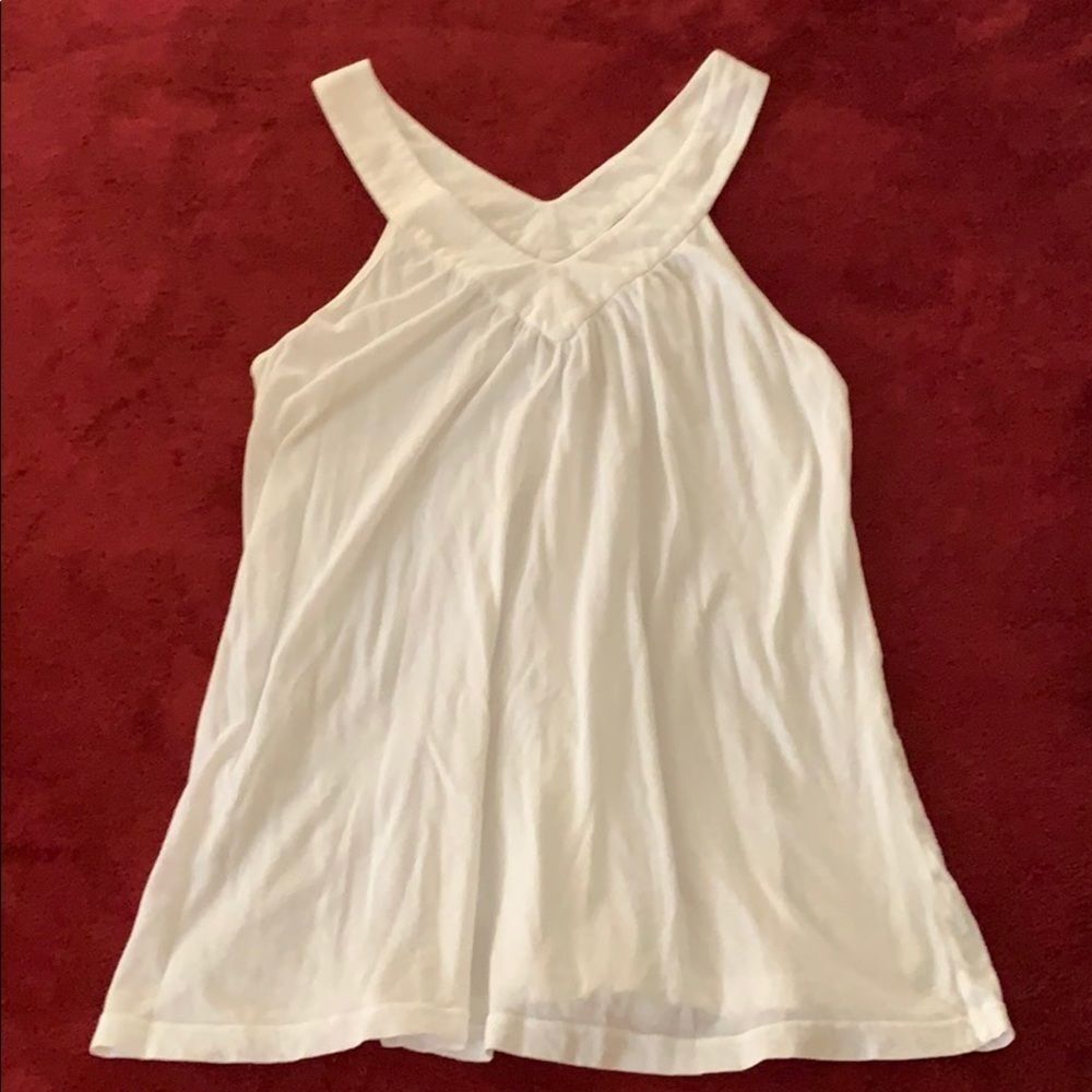 Vintage Da-Nang Surplus White 100% Cotton Flowy Crossback V-Neck Tank Top Small